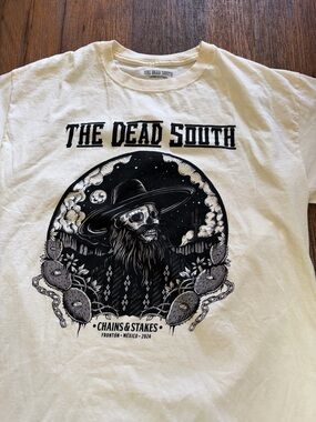 Men's The Dead South T-Shirt White Spell-Out L Country Bluegrass Canada Banjo